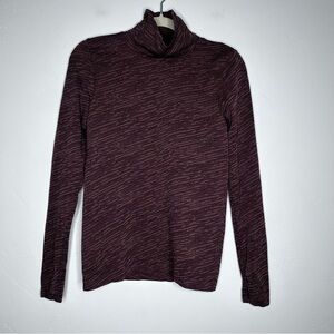Athleta Brown Stripe Flurry Seamless Turtleneck Size Medium Outdoors Winter
